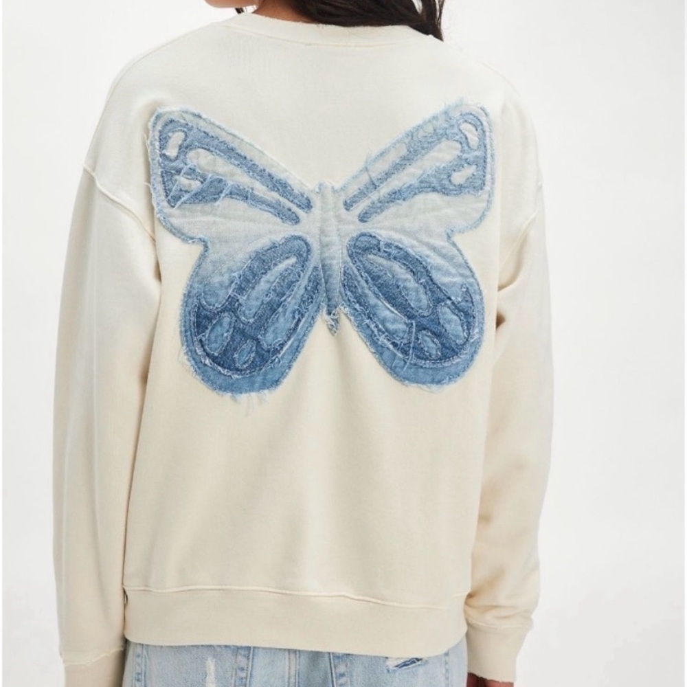 NWT Free People x Tricia Fix Indigo Butterfly Crewneck Size M
